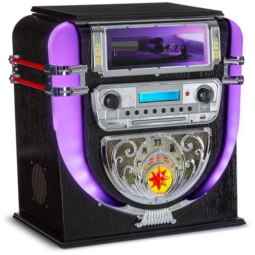 Auna Graceland Mini, Jukebox, CD-predvajalnik, predvajalnik plo&amp;scaron;č, radijski sprejemnik DAB+/FM, LED Slike