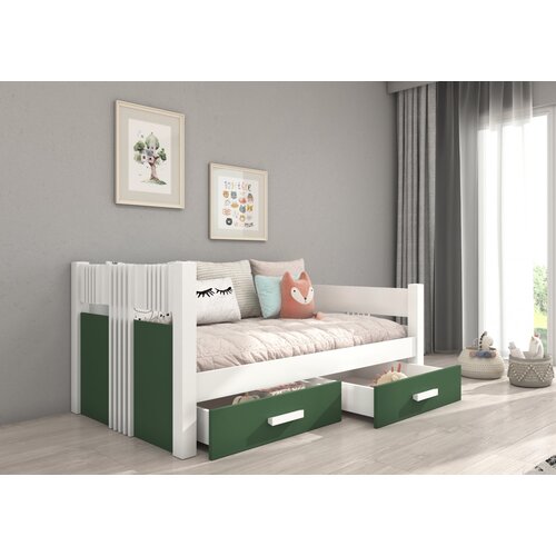 ADRK Otro�ka postelja BIBI z vzmetnico in predali 200x90 cm - BELA-ZELENA Cene