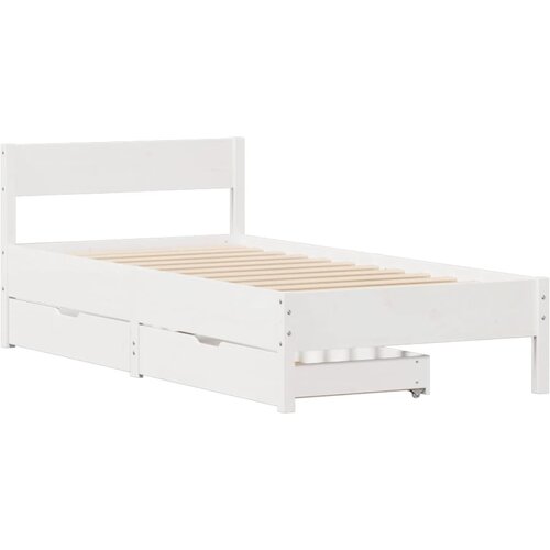 vidaXL Posteljni okvir z vzglavjem bel 90x200 cm trdna borovina, (21321654) Cene