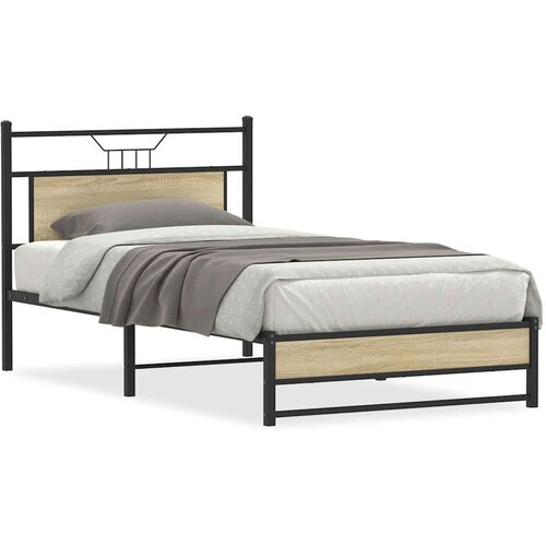  Posteljni okvir brez vzmetnice sonoma hrast 107x203 cm inž. les, (21829050) Slike