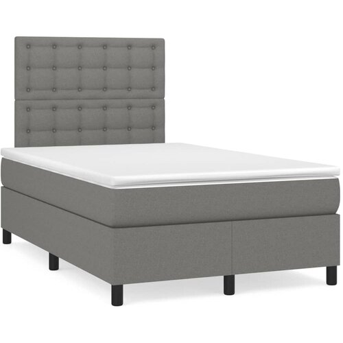 vidaXL Box spring postelja z vzmetnico LED temno siva 120x190 cm blago Cene