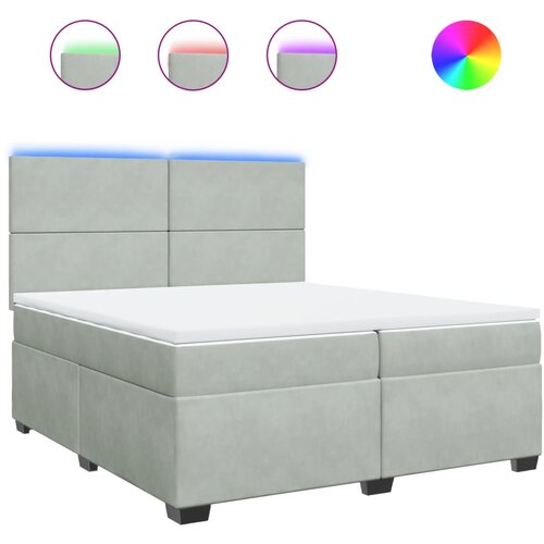 VidaXL Box spring postelja z vzmetnico svetlo siva 200x200 cm žamet, (21306889) Slike