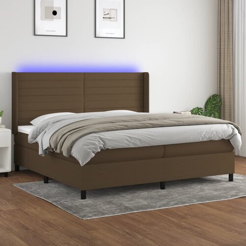  Krevet box spring s madracem LED tamnosmeđi 200x200 cm tkanina Cijene