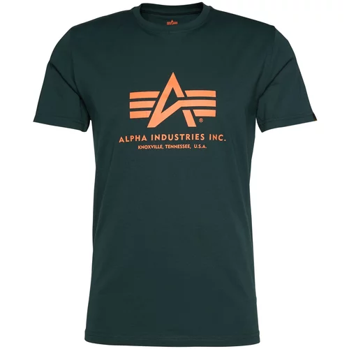 Alpha Industries Majica temno zelena / oranžna