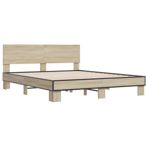 VidaXL Okvir za krevet boja hrasta 150x200cm konstruirano drvo i metal Slike