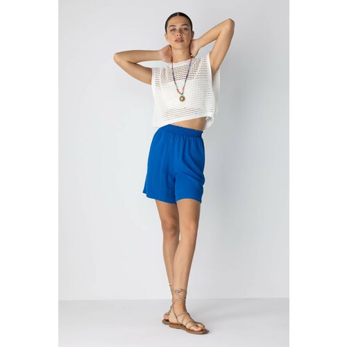 Defacto Paperbag Waist Wide Leg Linen Blended Shorts Slike