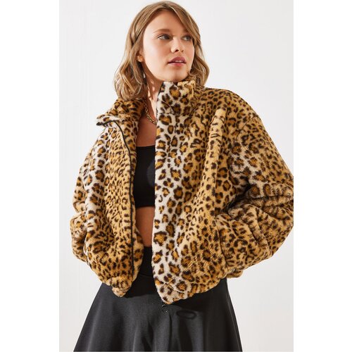 Bianco Lucci Women's Leopard Pattern Faux Für Coat 2426 Slike