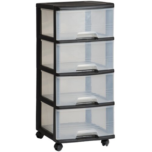 Curver Črn/prozoren plastičen regal na koleščkih 37x80,5 cm – Cene