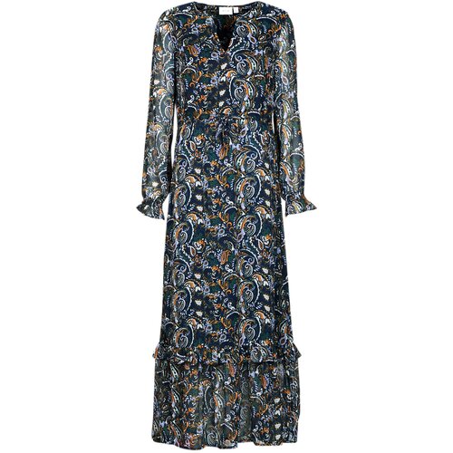 Vila Dolge obleke VIKELLY V-NECK L/S ANCLE Večbarvna Slike