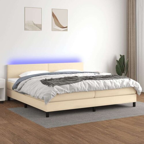  Box spring s madracem LED krem 200x200 cm od tkanine Slike