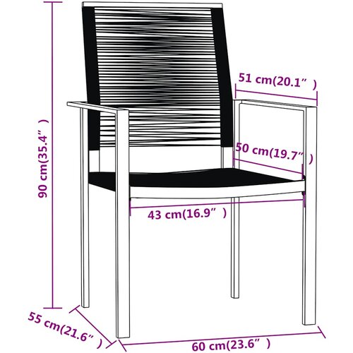  7-dijelni vrtni blagovaonski set crni Crna Dužina stola 140 cm Slike