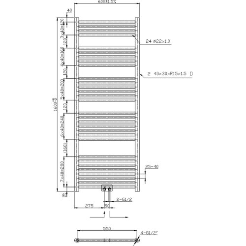 NOVASERVIS pe&amp;scaron;kirni radijator za kupatilo, ljestvasti, 836W/230V, 160x60 cm, crni, ravan Slike