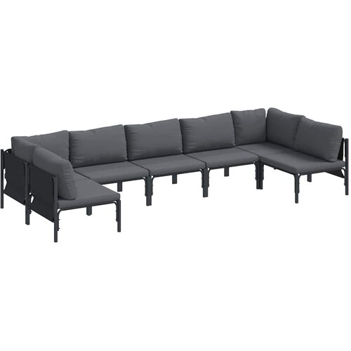 vidaXL Vrtna sedežna garnitura z blazino 7 pcs Črna Jeklo, (5000144076) Cene