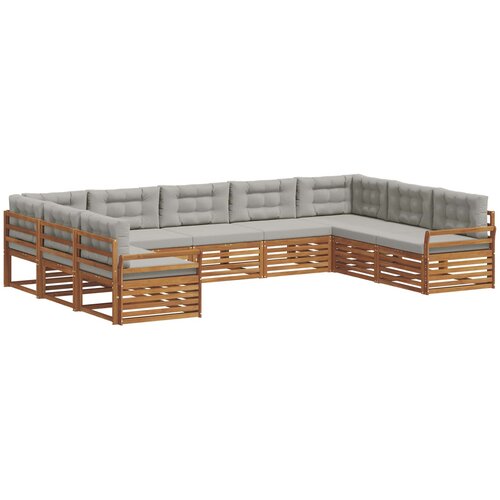  Set vanjskih sofa 9 kom. Prirodna i svijetlo siva 404 x 250 x 73 cm Slike