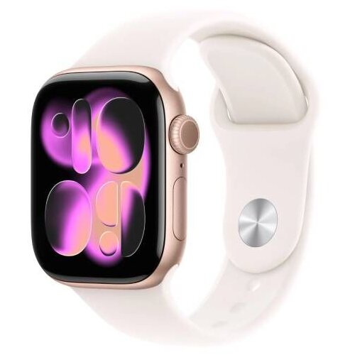 Apple watch S11 gps 46mm rose gold aluminium case with light blush sport band - m/l (mev74rk/a) Slike