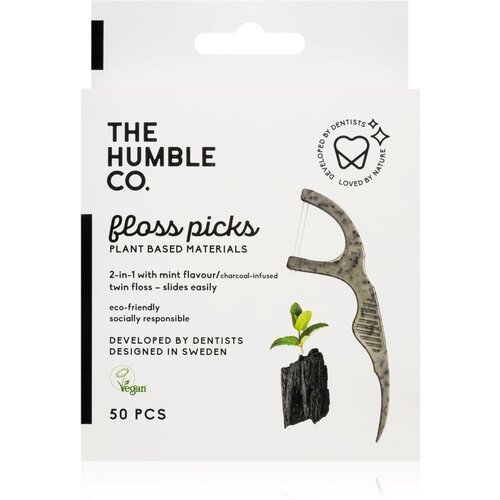 The Humble&amp;amp;Co Floss Picks dentalni zobotrebci Charcoal 50 kos Slike