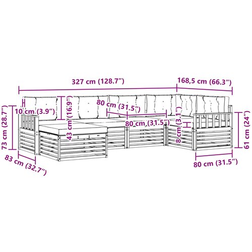  Set vanjskih sofa 6 kom. Prirodna i bež 327 x 168,5 x 73 cm Slike