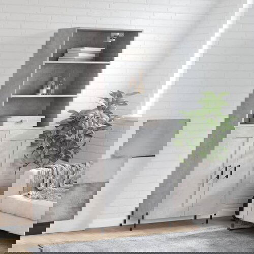 vidaXL Visoka komoda betonsko siva 69,5x34x180 cm inženirski les Cene