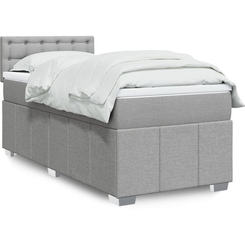 vidaXL Box spring postelja z vzmetnico svetlo siv 100x200 cm blago Cene