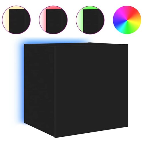  Zidni TV ormarić s LED svjetlima crni 40,5 x 35 x 40 cm Slike