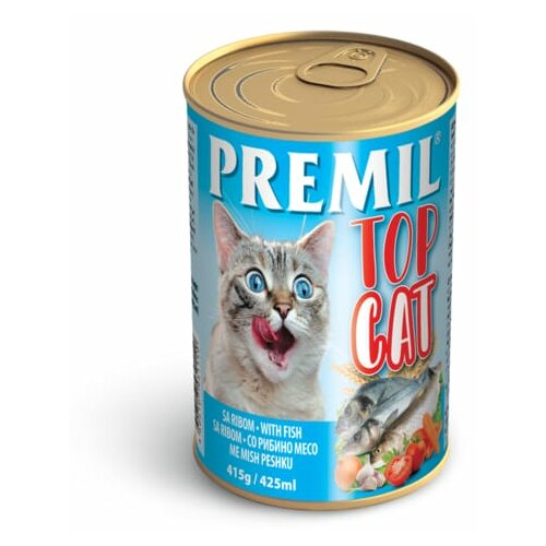 Premil vlažna hrana za mačke top cat riba 415g Slike