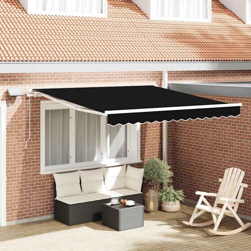  Skrovita tenda S LED lampica Crna 300 x 250 cm Tkanina i čelik Cene