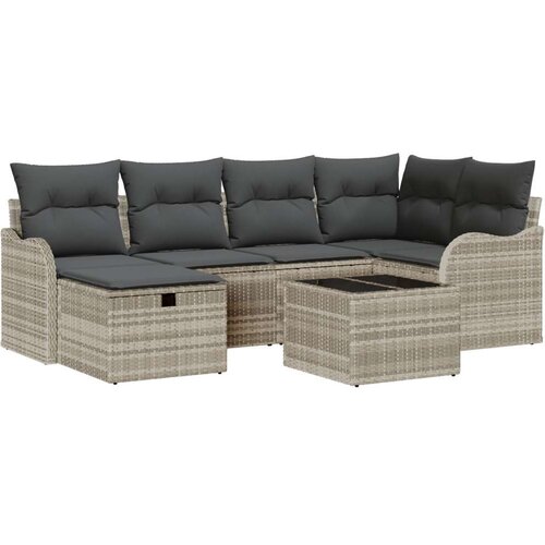  7 komada vrtne sofe s jastučićima svjetlosiva poli ratan  dvosjed vrtne sofe s jastučićima svjetlosiva poli ratan Cijene