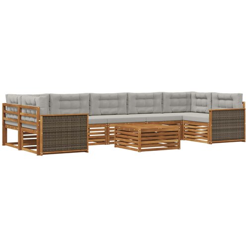 vidaXL Zunanja garnitura za sedenje 8 pcs Naravna in svetlo siva, (5000281866) Cene