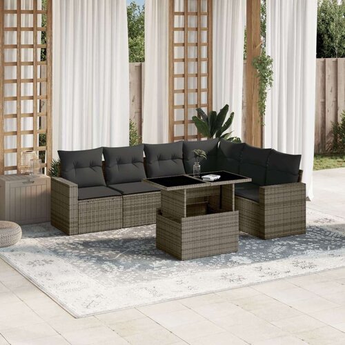 VidaXL 7-dijelni set vrtnih sofa sivi od poliratana Slike