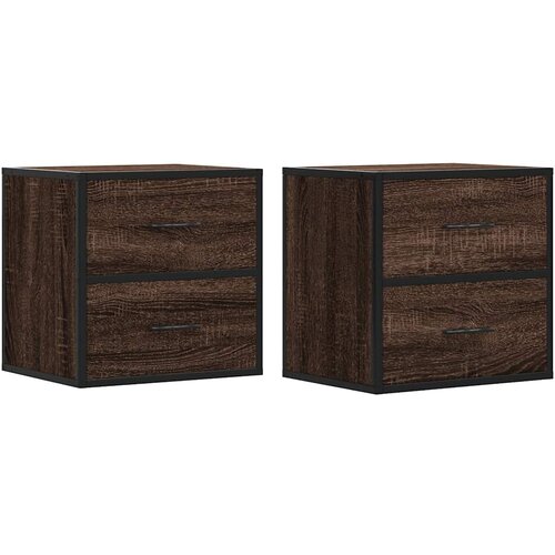 Maison Chic Stenski Dvo delni komplet Nočne omarice - Nočne mize rjavi hrast 40x31x39,5 cm, (21687918) Slike