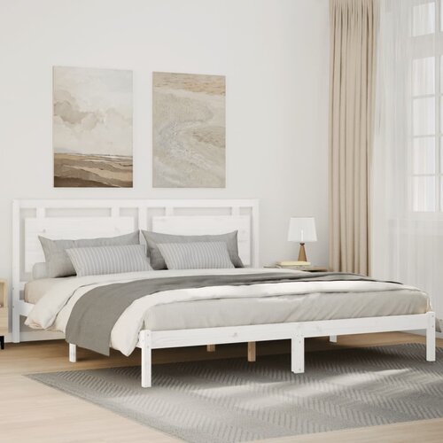 vidaXL Daljši posteljni okvir brez vzmetnice bel 180x220 cm trden les Cene