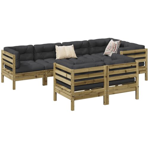 VidaXL 7-dijelni set vrtnih sofa od impregnirane borovine s jastucima Slike
