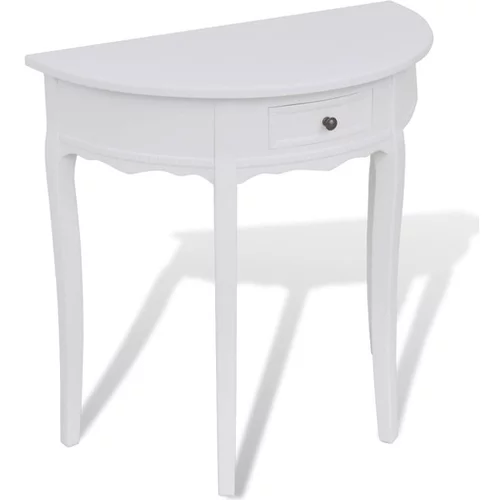  Konzolna mizica s predalom polkrožna bela