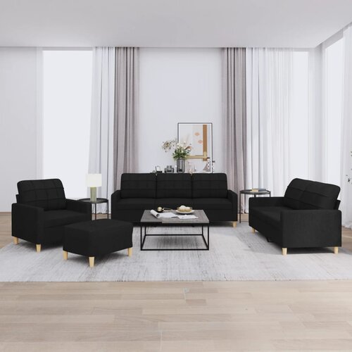 vidaXL 4-dijelni set sofa s jastucima crni od tkanine Cene