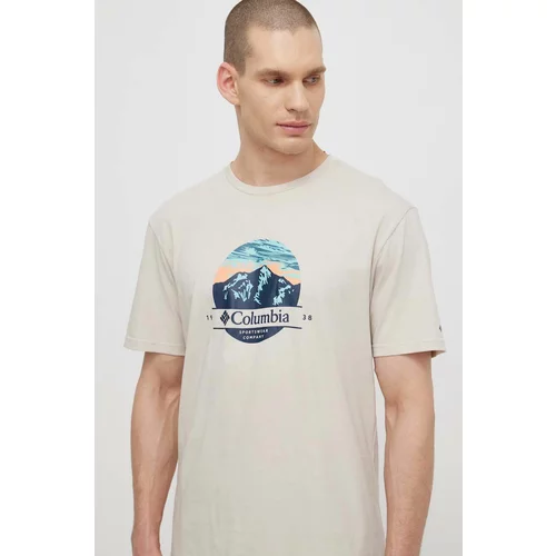 Columbia Bombažna kratka majica Path Lake moška, bež barva, 1934814