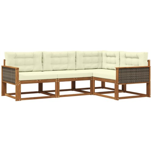 vidaXL Zunanja garnitura za sedenje z blazino 4 pcs Naravna in smetana, (5000281012) Cene