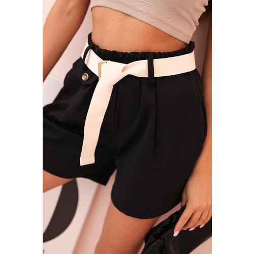 Kesi Włoski Women's high-waisted shorts with a belt black Cijene