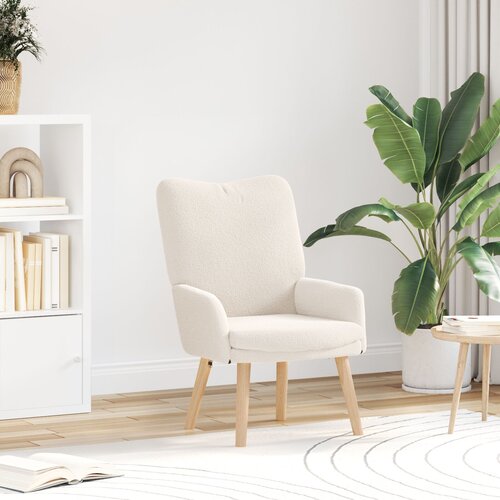 VidaXL Relaxacijska Stolica Krem Koder Wool-like Tkanina Slike