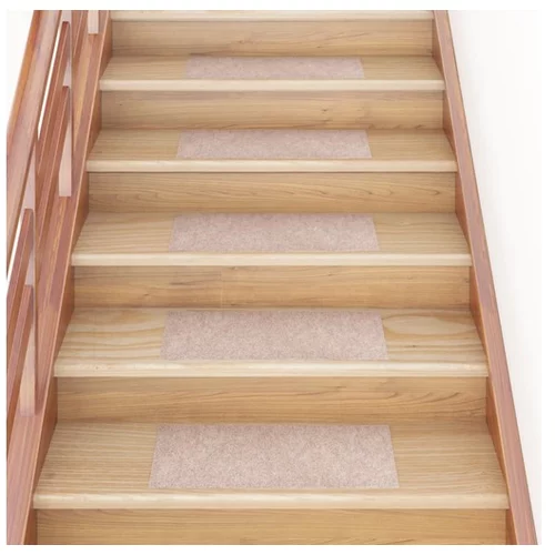  Samolepilne preproge za stopnice 15 kosov 60x25 cm svetlo rjave