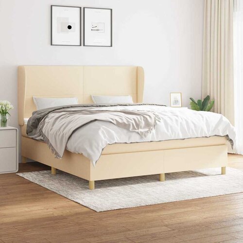  Krevet s oprugama i madracem krem 160x200 cm od tkanine Cijene