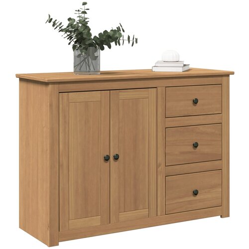 VidaXL Komoda s predali Panama 112x40x80 cm trdna borovina Slike