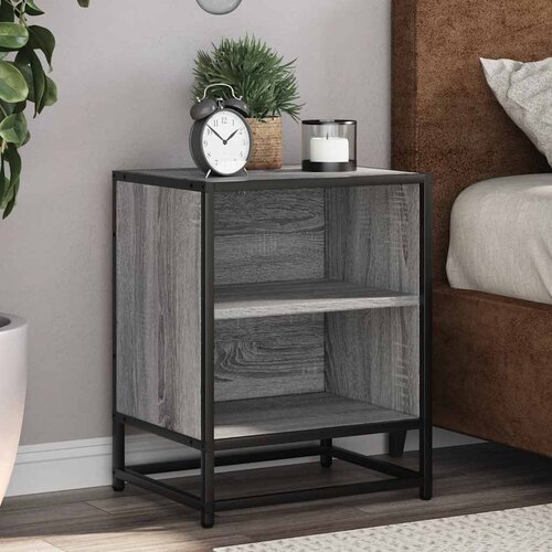 vidaXL Nočna omarica 2 kosa siva sonoma 40x31x50 cm inž. les in kovina Cene