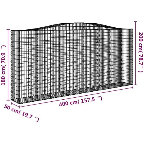  Gabionska ko&amp;scaron;ara s lukom 400x50x180/200 cm pocinčano željezo Slike