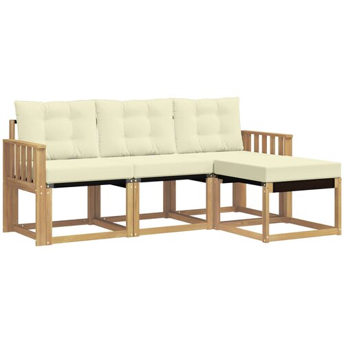 vidaXL Zunanja garnitura za sedenje z blazino 4 pcs Bela in krem, (5000279499) Cene