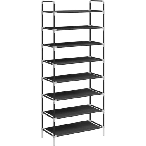  Stalak za cipele s 8 polica od metala i netkane tkanine crni Slike