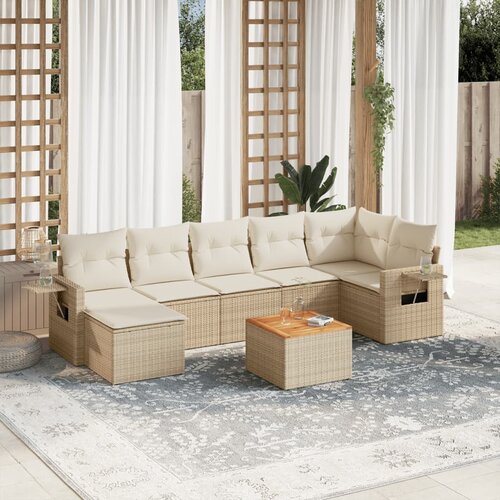 vidaXL 8-dijelni set vrtnih sofa od poliratana s jastucima bež Cijene