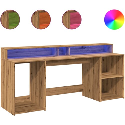 Maison Chic Pisalna miza - pisarniška miza - Računalniška miza z LED lučkami artisan hrast 200x55x91 cm inž. les, (21785036) Cene