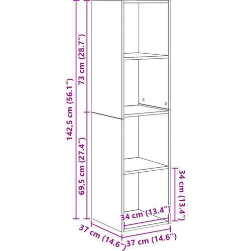 VidaXL Komplet TV omaric 4 pcs Črna 37 x 37 x 142.5 cm Konstruiran les Slike