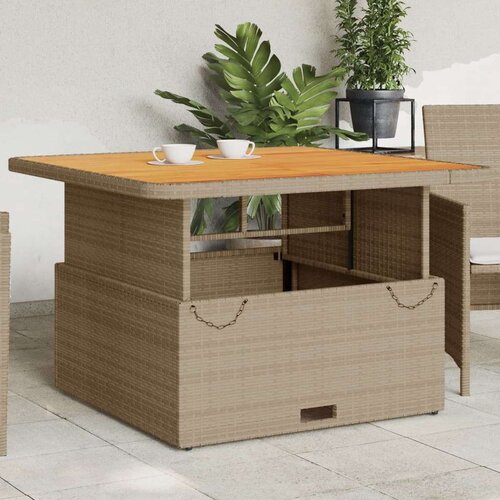 VidaXL vrtni stol bež 110 x 110 x 71 cm od poliratana i drva bagrema Slike