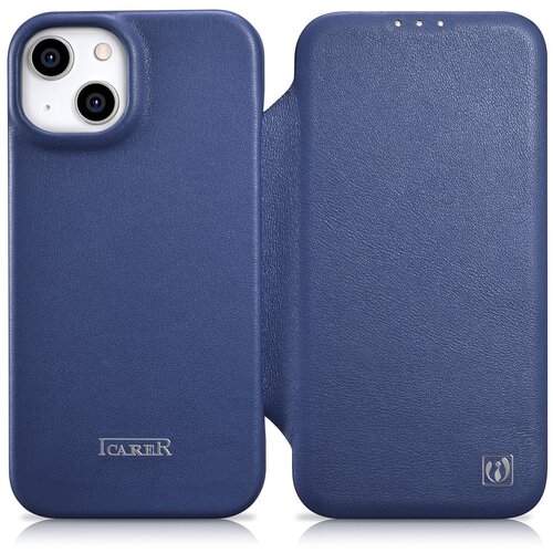ICARER Usnjena torbica za iPhone 14 z magnetnim zavihkom MagSafe CE Premium Leather mornarsko modra, (21522261) Cene
